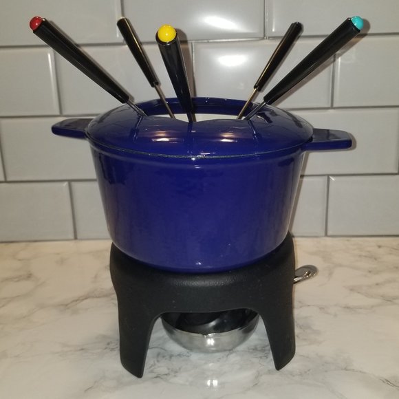 Sierra Swissmar Cast Iron Fondue Set in Deep Blue - Picture 1 of 11